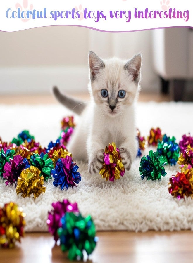SHENLIU Crinkle Balls for Cats, 100 Pcs Colorful Cat Toys Crinkle Ball Interactive Foil Cat Toy Balls for Indoor Kittens to Keep Fit Active - Image 4